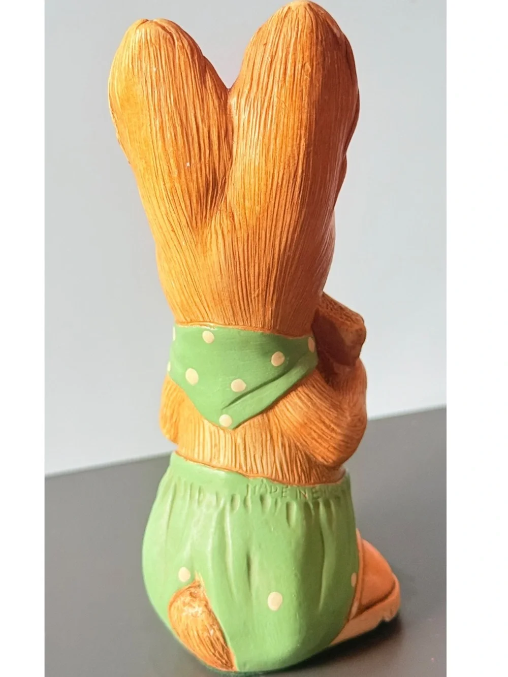 Green Polka Dot Bunny Figurine Decorative Accent